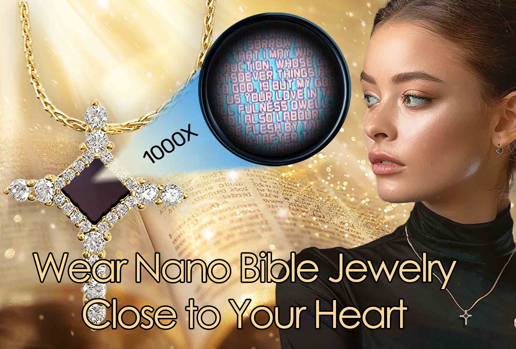 Women's Jewelry Elegant Cross Necklace with Bible Inside by My Nano Jewelry